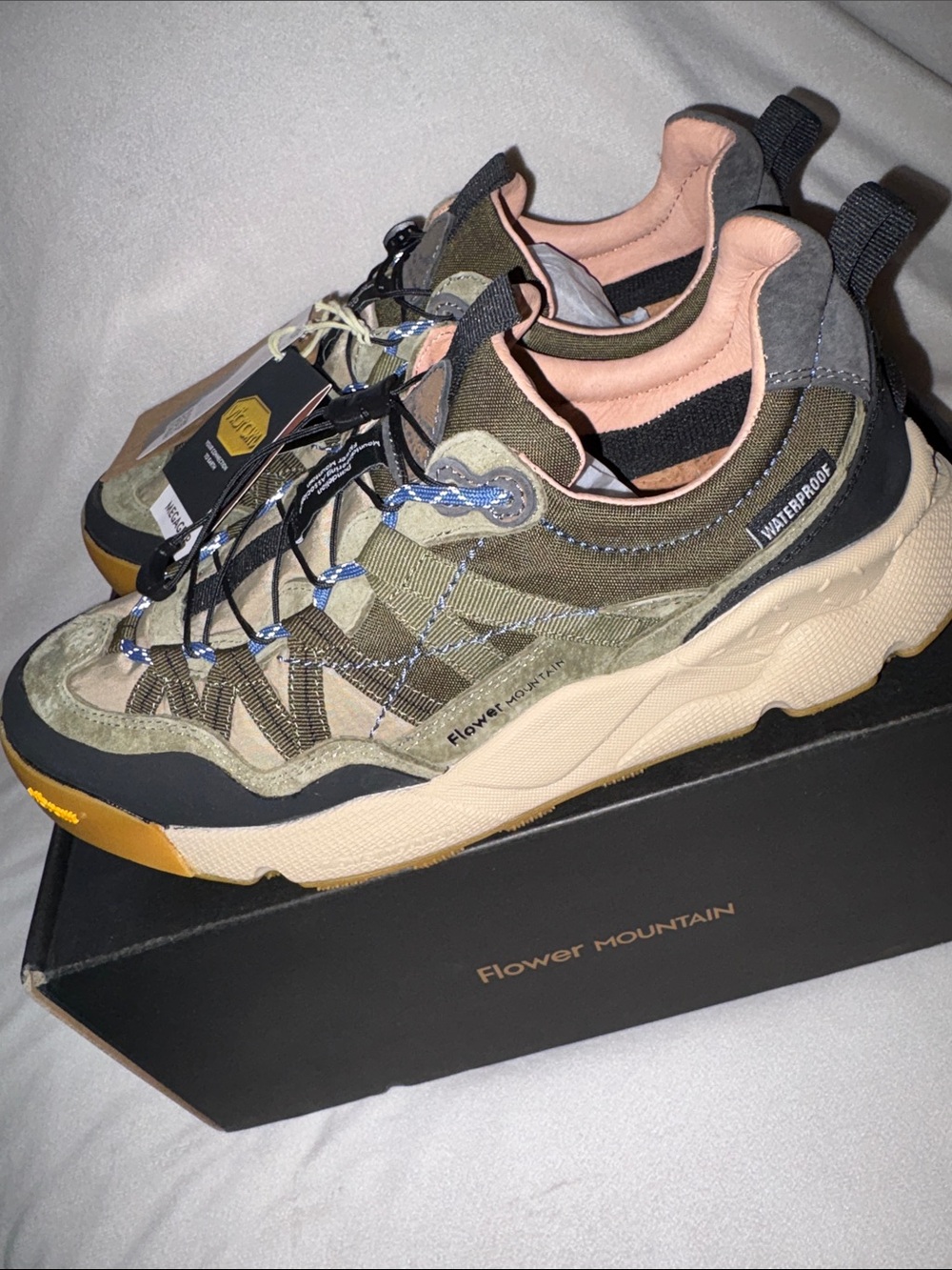 NWT Flower Mountain IWANO 2 UNI Suede and technical fabric sneakers - Military - Picture 14 of 16